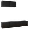 3 pcs Black Engineered Wood TV Cabinets | HipoMarket