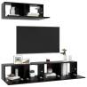 3 pcs Black Engineered Wood TV Cabinets | HipoMarket