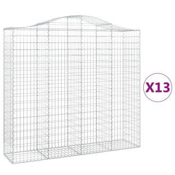 Arched Gabion Baskets 13 pcs 200x50x180 cm | Galvanised Iron