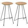 Rustic Solid Teak Wood Bar Stools - Set of 2 | Hipomarket