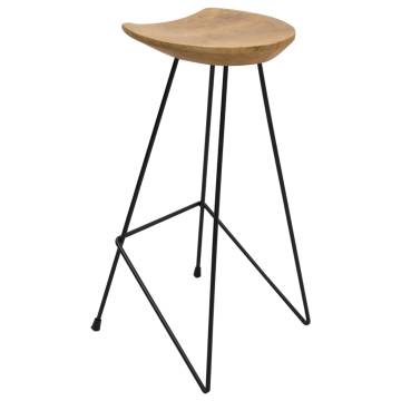 Rustic Solid Teak Wood Bar Stools - Set of 2 | Hipomarket