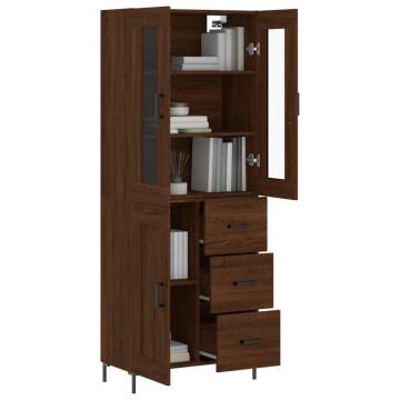 Elegant Highboard Brown Oak - 69.5x34x180 cm Engineered Wood