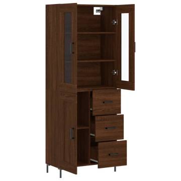 Elegant Highboard Brown Oak - 69.5x34x180 cm Engineered Wood