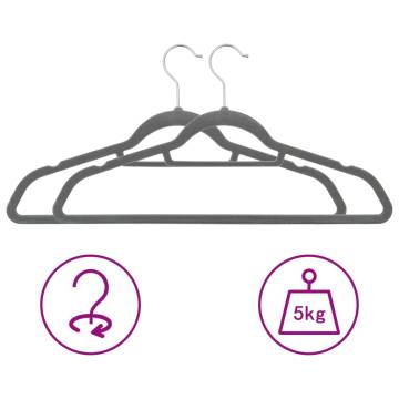 50 pcs Anti-slip Grey Velvet Clothes Hanger Set | Hipomarket