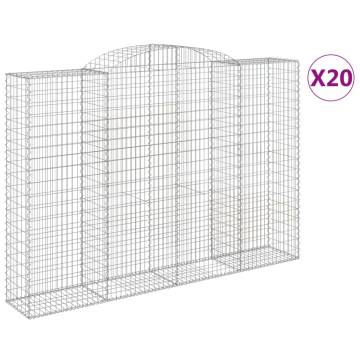 Arched Gabion Baskets - 20 pcs Galvanised Iron 300x50x220 cm