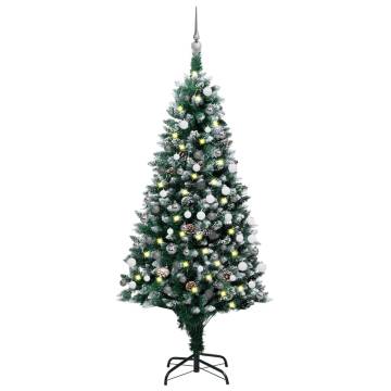 180 cm Pre-lit Christmas Tree with Balls & Pine Cones | HipoMarket