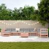 10 Piece Garden Sofa Set - Solid Wood Douglas Fir