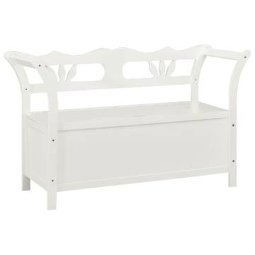 Elegant White Storage Bench - Solid Fir Wood | Hipo Market