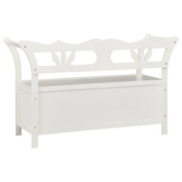 Elegant White Storage Bench - Solid Fir Wood | Hipo Market