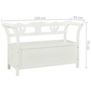 Elegant White Storage Bench - Solid Fir Wood | Hipo Market