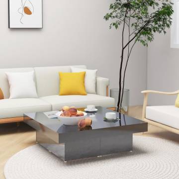 Stylish High Gloss Grey Coffee Table - 90x90x28 cm