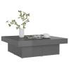 Stylish High Gloss Grey Coffee Table - 90x90x28 cm