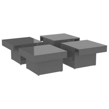 Stylish High Gloss Grey Coffee Table - 90x90x28 cm