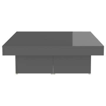 Stylish High Gloss Grey Coffee Table - 90x90x28 cm