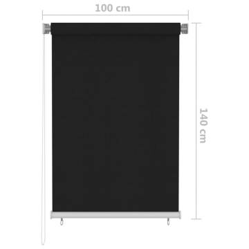 Outdoor Roller Blind 100x140 cm Black | Privacy & Style