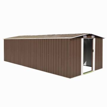 Durable Brown Metal Garden Shed - 257x580x181 cm