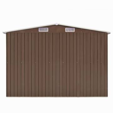 Durable Brown Metal Garden Shed - 257x580x181 cm