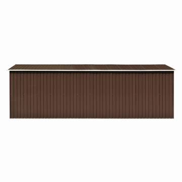 Durable Brown Metal Garden Shed - 257x580x181 cm