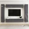 10 Piece TV Cabinet Set High Gloss Grey Engineered Wood Colour high gloss grey Quantity in Package 10 Width 60 cm 