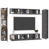 10 Piece High Gloss Grey TV Cabinet Set | Hipomarket