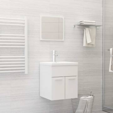 2 Piece High Gloss White Bathroom Furniture Set | Hipomarket