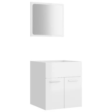 2 Piece High Gloss White Bathroom Furniture Set | Hipomarket