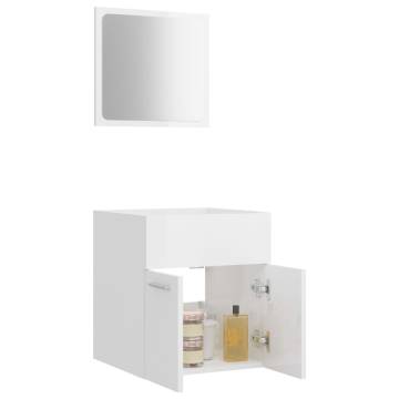 2 Piece High Gloss White Bathroom Furniture Set | Hipomarket