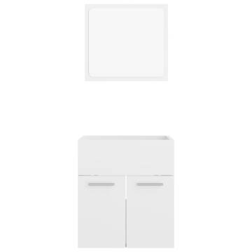 2 Piece High Gloss White Bathroom Furniture Set | Hipomarket