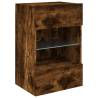 Stylish TV Wall Cabinet with LED Lights – Smoked Oak