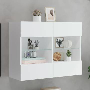 Stylish TV Wall Cabinet with LED Lights - White 78.5x30 cm