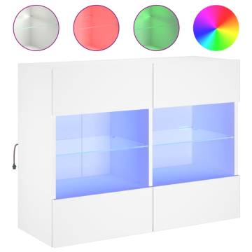 Stylish TV Wall Cabinet with LED Lights - White 78.5x30 cm