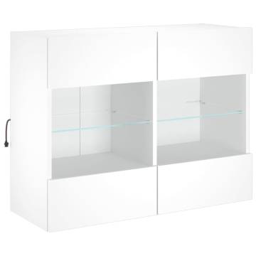 Stylish TV Wall Cabinet with LED Lights - White 78.5x30 cm