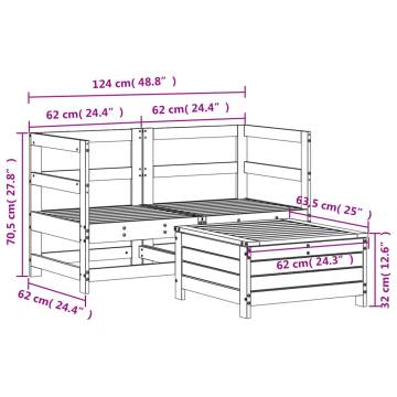 3 Piece Garden Sofa Set - Solid Wood Douglas Fir | HipoMarket