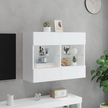 Stylish TV Wall Cabinet with LED Lights - White 78.5x30 cm