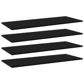 Bookshelf Boards 4 pcs Black - Quality Engineered Wood 100x40cm