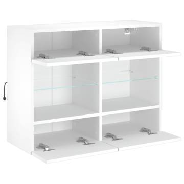 Stylish TV Wall Cabinet with LED Lights - White 78.5x30 cm