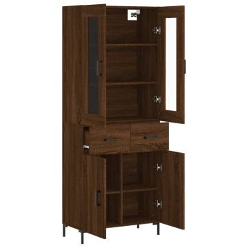 Elegant Brown Oak Highboard - 69.5x34x180 cm Engineered Wood