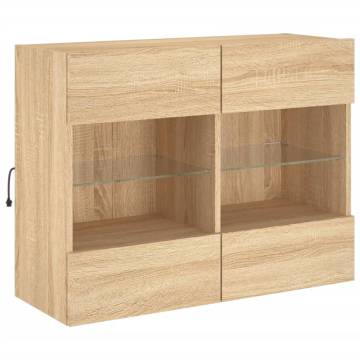 TV Wall Cabinet with LED Lights - Sonoma Oak | Hipomarket UK