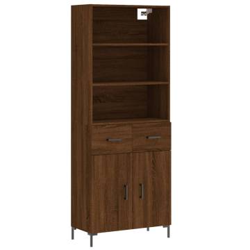 Elegant Highboard Brown Oak - 69.5x34x180 cm | HipoMarket