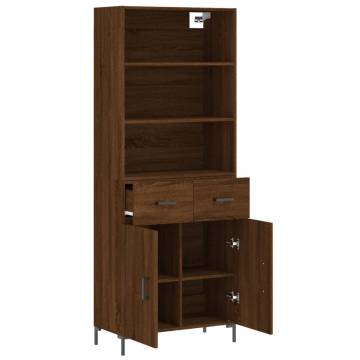 Elegant Highboard Brown Oak - 69.5x34x180 cm | HipoMarket