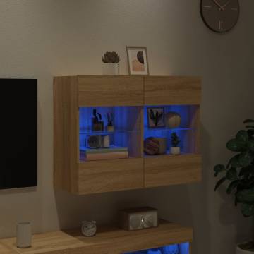 TV Wall Cabinet with LED Lights - Sonoma Oak | Hipomarket UK