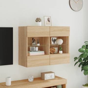 TV Wall Cabinet with LED Lights - Sonoma Oak | Hipomarket UK