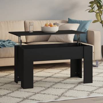 Stylish Black Coffee Table - Lift-Top Design 101x49x52 cm