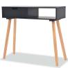 Stylish Solid Pinewood Console Table - Black 80x30x72 cm