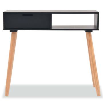 Stylish Solid Pinewood Console Table - Black 80x30x72 cm