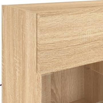 TV Wall Cabinet with LED Lights - Sonoma Oak | Hipomarket UK