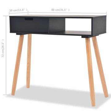 Stylish Solid Pinewood Console Table - Black 80x30x72 cm