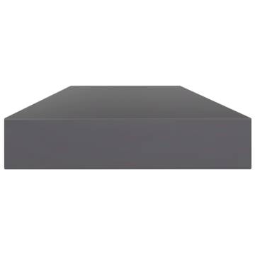 High Gloss Grey Bookshelf Boards - 4 pcs | 100x10x1.5 cm