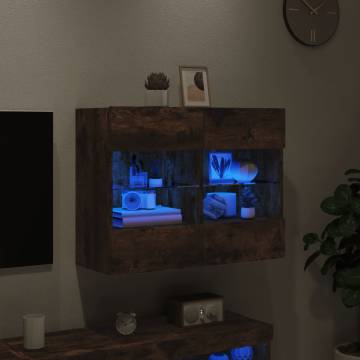 TV Wall Cabinet with LED Lights - Smoked Oak | Hipo Market