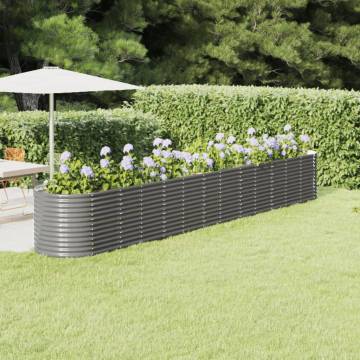 Powder-coated Steel Garden Raised Bed - 512x80x68 cm Grey